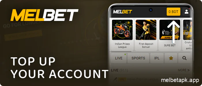 Top up your personal account in the Melbet app