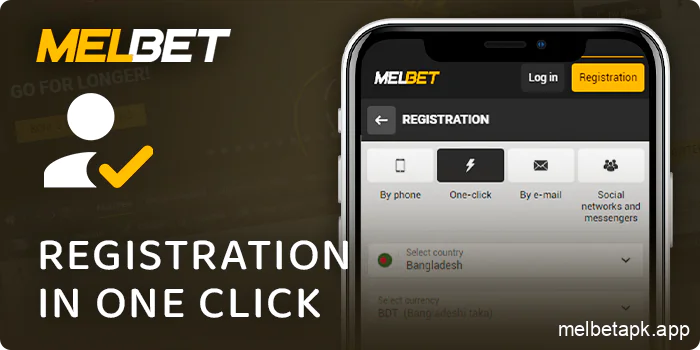 Register quickly in the Melbet app